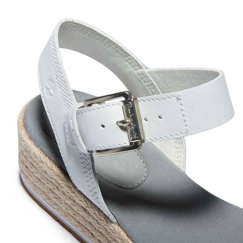 Sandale Timberland Dama Albi - Santorini Sun Ankle Strap - Romania - YCXDOV560